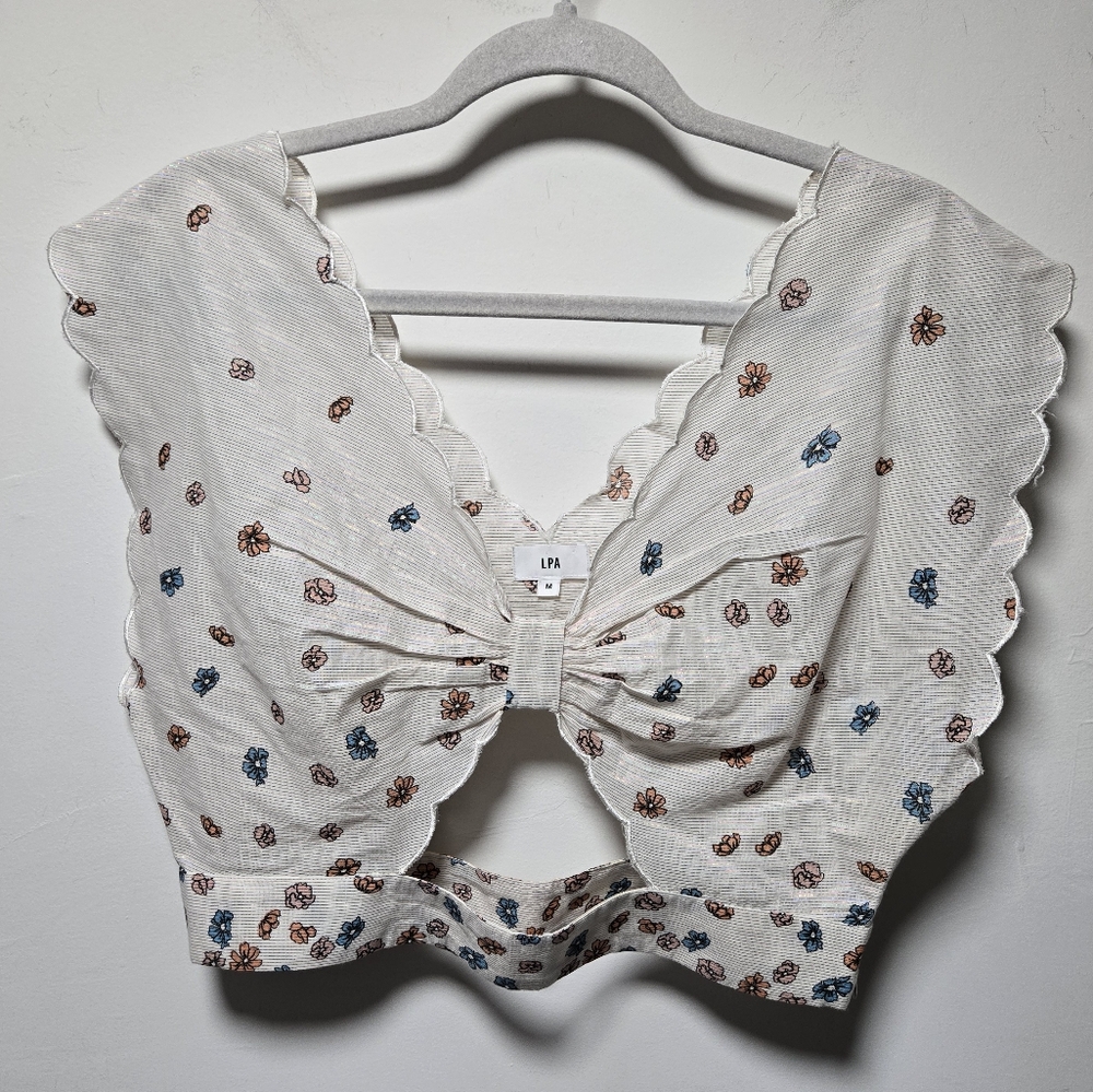 LPA Scalloped Butterfly Top Size Medium Floral Iridescent Boho Summer Festival